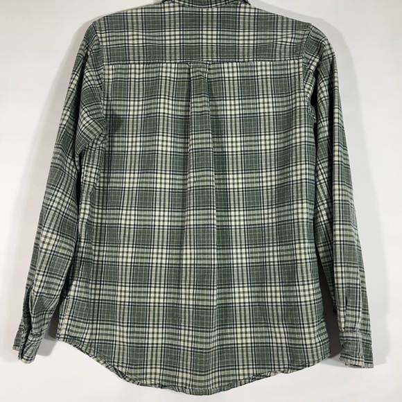 KRAZY KAT FLANNEL BUTTON UP‎ SHIRT 100% COTTON POCKETS WOMEN SZ S GREEN PREOWNED - Picture 2 of 12